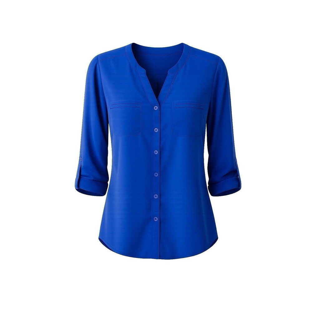 Covington Essentials Blue Blouse Women’s Medium Button Front Career Top Size Med
